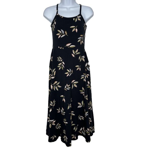 Pact Sleeveless Midi Dress Small Golden Hour Leaves Blue - Picture 1 of 8